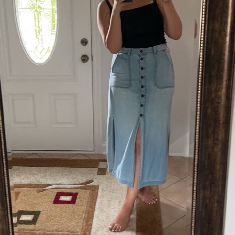 American Eagle Outfitters Blue Denim Midi Skirt